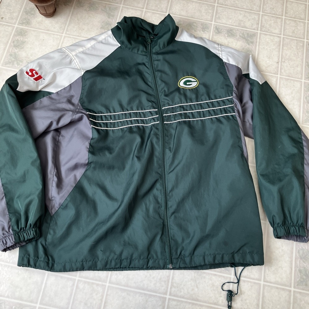 Reebok Green Bay Packers NFL team Mens Sz XXL Windbreaker‎ Green Lightweight